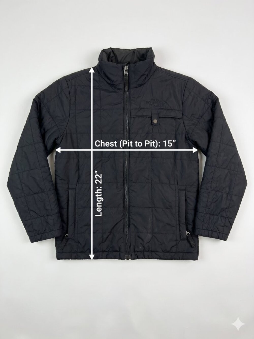 The North Face Boy's 10/12 Black Quilted Jacket - Picture 2 of 5